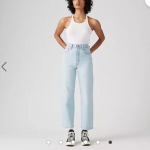 Levis Premium Ribcage Straight Jeans Woman 29 Light Wash Lyocell Streetwear